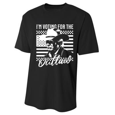 IM Voting For The Outlaw President Trump Western Trump Cowboy Performance Sprint T-Shirt