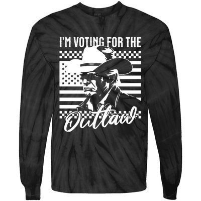 IM Voting For The Outlaw President Trump Western Trump Cowboy Tie-Dye Long Sleeve Shirt