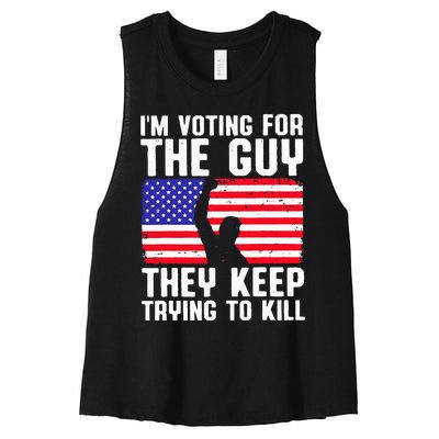 IM Voting For The Guy They Keep Trying To Kill Women's Racerback Cropped Tank