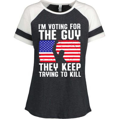 IM Voting For The Guy They Keep Trying To Kill Enza Ladies Jersey Colorblock Tee