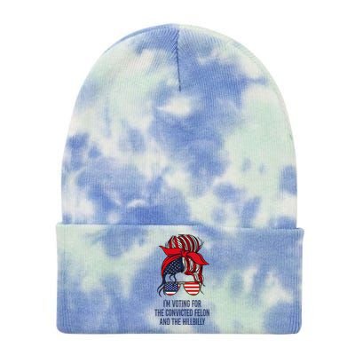 IM Voting For The Felon & The Hillbilly 2024 Pro Trump Meme Tie Dye 12in Knit Beanie