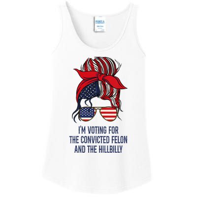 IM Voting For The Felon & The Hillbilly 2024 Pro Trump Meme Ladies Essential Tank