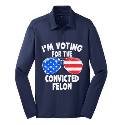 IM Voting For The Convicted Felon Funny Pro 2024 Silk Touch Performance Long Sleeve Polo