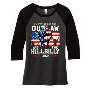 IM Voting For The Outlaw And The Hillbilly 2024 Us Flag Women's Tri-Blend 3/4-Sleeve Raglan Shirt