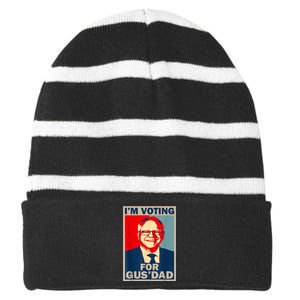 IM Voting For Gus Dad Vote Tim Walz 2024 Striped Beanie with Solid Band