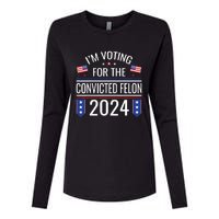 IM Voting For The Convicted Fellon 2024 Us Flag Pro Trump Womens Cotton Relaxed Long Sleeve T-Shirt