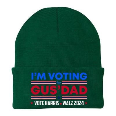 IM Voting For Gus Dad Vote Harris Walz 2024 Pres And Vice Knit Cap Winter Beanie