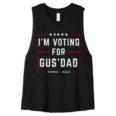 IM Voting For Gus Dad Vote Harris Walz 2024 Pres And Vice Women's Racerback Cropped Tank