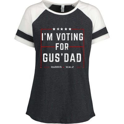 IM Voting For Gus Dad Vote Harris Walz 2024 Pres And Vice Enza Ladies Jersey Colorblock Tee