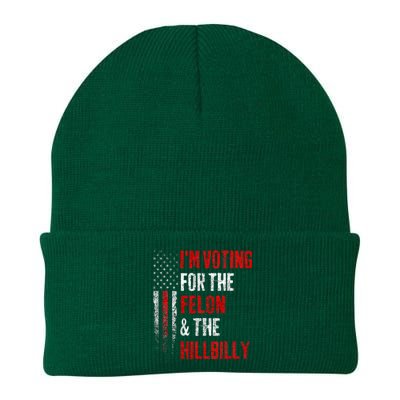 IM Voting For The Felon & The Hillbilly 2024 Pro Trump Meme Knit Cap Winter Beanie