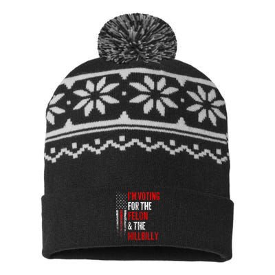 IM Voting For The Felon & The Hillbilly 2024 Pro Trump Meme USA-Made Snowflake Beanie