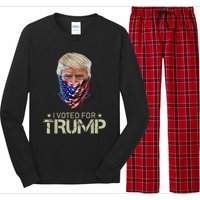 I Voted For Trump USA Flag Patriots Vintage Retro Long Sleeve Pajama Set