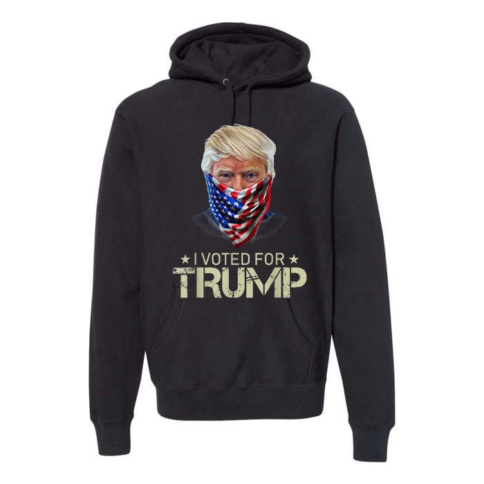 I Voted For Trump USA Flag Patriots Vintage Retro Premium Hoodie