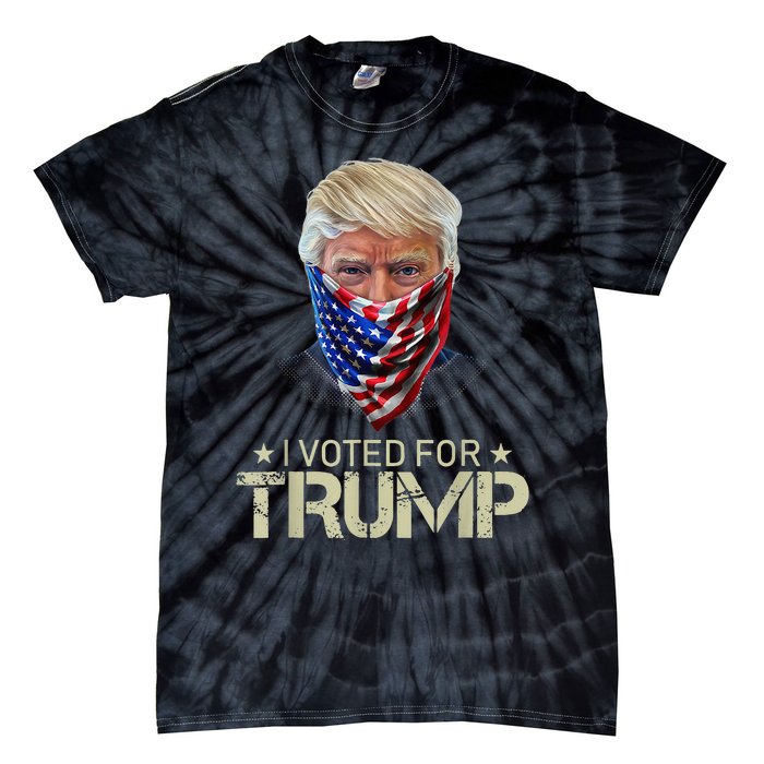 I Voted For Trump USA Flag Patriots Vintage Retro Tie-Dye T-Shirt