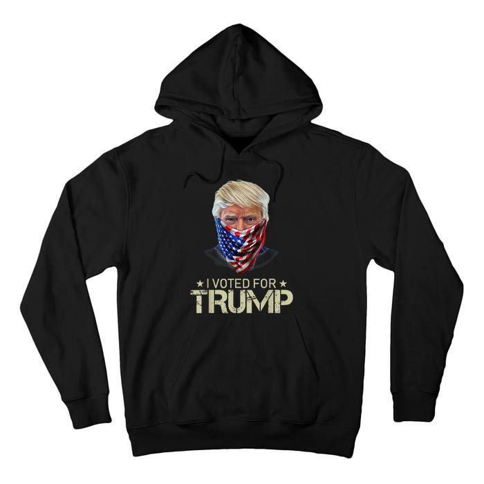 I Voted For Trump USA Flag Patriots Vintage Retro Tall Hoodie