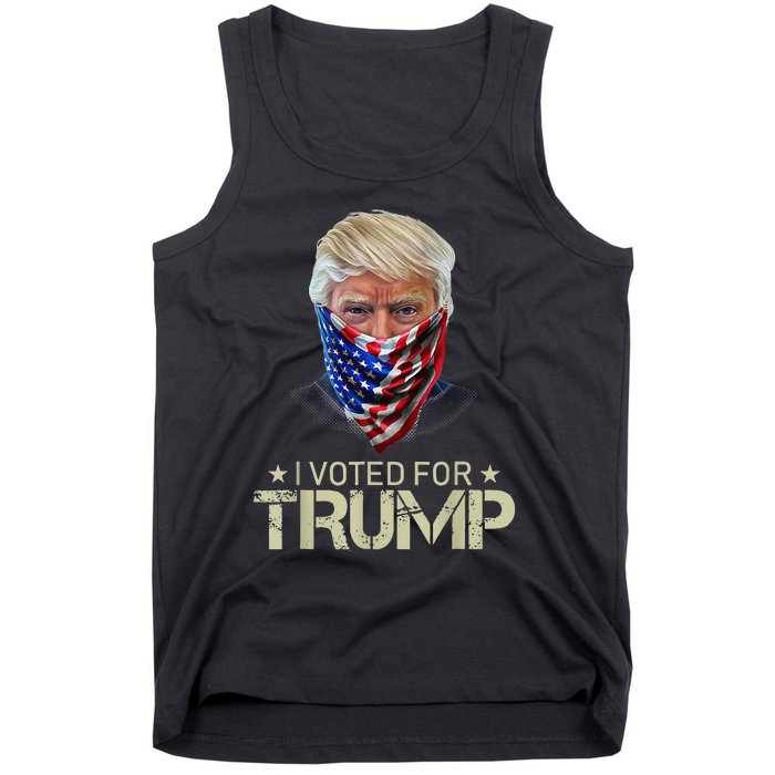 I Voted For Trump USA Flag Patriots Vintage Retro Tank Top