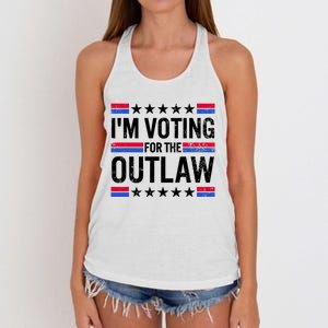 IM Voting For The Outlaw Funny Trump Women's Knotted Racerback Tank