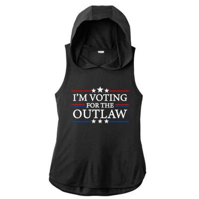 IM Voting For The Outlaw Wanted For President Trump 2024 Ladies PosiCharge Tri-Blend Wicking Draft Hoodie Tank