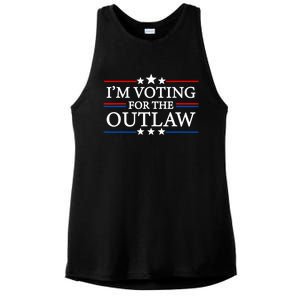 IM Voting For The Outlaw Wanted For President Trump 2024 Ladies PosiCharge Tri-Blend Wicking Tank