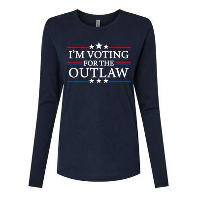 IM Voting For The Outlaw Wanted For President Trump 2024 Womens Cotton Relaxed Long Sleeve T-Shirt