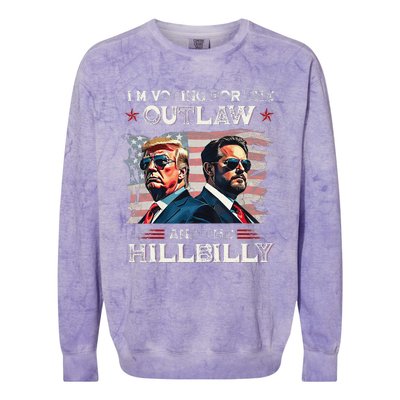 IM Voting For The Outlaw And The Hillbilly Trump Vance 2024 Colorblast Crewneck Sweatshirt