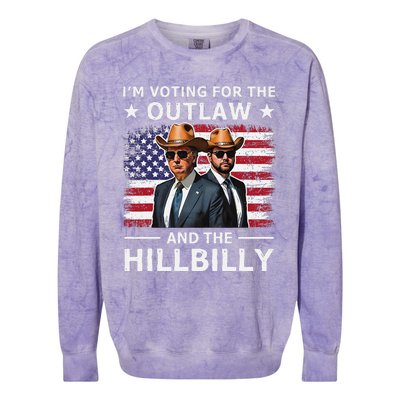 IM Voting For The Outlaw And The Hillbilly Trump Vance 2024 Colorblast Crewneck Sweatshirt