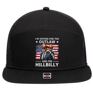 IM Voting For The Outlaw And The Hillbilly Trump Vance 2024 7 Panel Mesh Trucker Snapback Hat