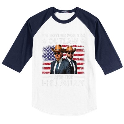 IM Voting For The Outlaw And The Hillbilly Trump Vance 2024 Baseball Sleeve Shirt