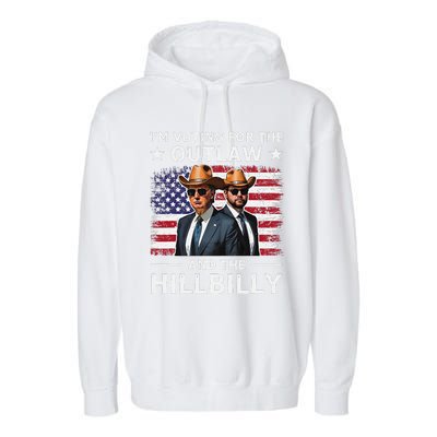 IM Voting For The Outlaw And The Hillbilly Trump Vance 2024 Garment-Dyed Fleece Hoodie