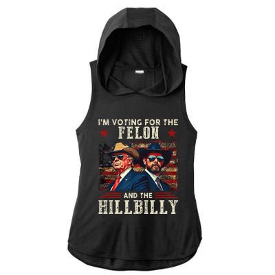 IM Voting For The Outlaw And The Hillbilly Trump Vance 2024 Ladies PosiCharge Tri-Blend Wicking Draft Hoodie Tank