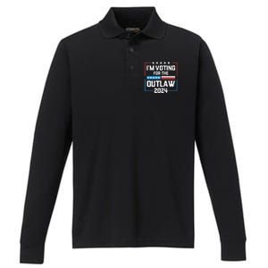 IM Voting For The Outlaw Maga Donald Trump 2024 Election Meaningful Gift Performance Long Sleeve Polo