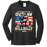 IM Voting For The Outlaw And The Hillbilly 2024 Us Flag Kids Long Sleeve Shirt