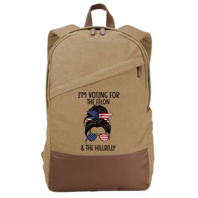 Im Voting For The Felon & The Hillbilly 2024 Pro Trump Cotton Canvas Backpack