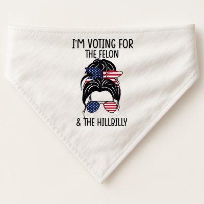Im Voting For The Felon & The Hillbilly 2024 Pro Trump USA-Made Doggie Bandana