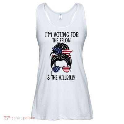 Im Voting For The Felon & The Hillbilly 2024 Pro Trump Ladies Essential Flowy Tank