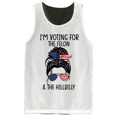 Im Voting For The Felon & The Hillbilly 2024 Pro Trump Mesh Reversible Basketball Jersey Tank