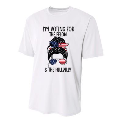 Im Voting For The Felon & The Hillbilly 2024 Pro Trump Youth Performance Sprint T-Shirt