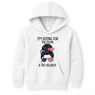Im Voting For The Felon & The Hillbilly 2024 Pro Trump Kids Hoodie