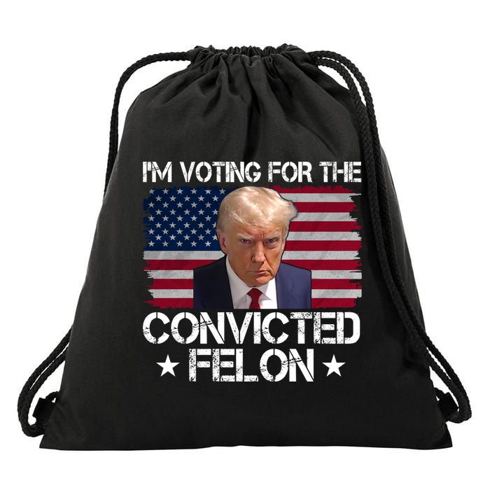 Im Voting For A Convicted Felon Drawstring Bag