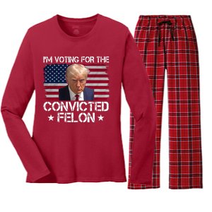 Im Voting For A Convicted Felon Women's Long Sleeve Flannel Pajama Set 