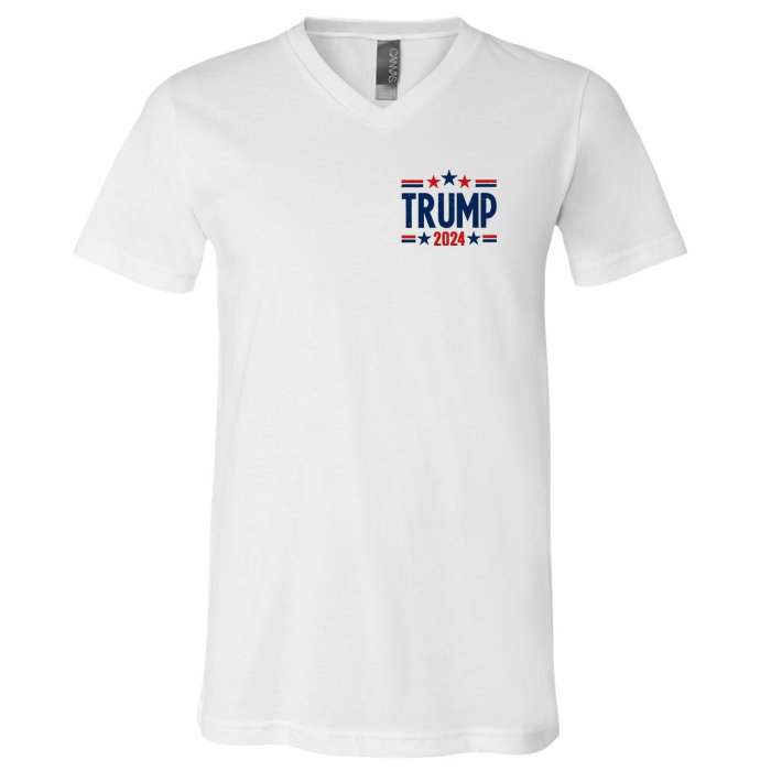 Im Voting For The Felon Trump 2024 Election (Front And Back) V-Neck T-Shirt