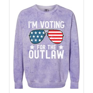 IM Voting For The Outlaw Funny Gift Fourth Of July Trump 2024 Great Gift Colorblast Crewneck Sweatshirt