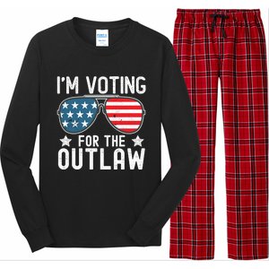 IM Voting For The Outlaw Funny Gift Fourth Of July Trump 2024 Great Gift Long Sleeve Pajama Set