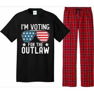 IM Voting For The Outlaw Funny Gift Fourth Of July Trump 2024 Great Gift Pajama Set