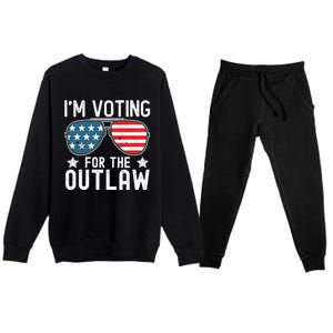 IM Voting For The Outlaw Funny Gift Fourth Of July Trump 2024 Great Gift Premium Crewneck Sweatsuit Set