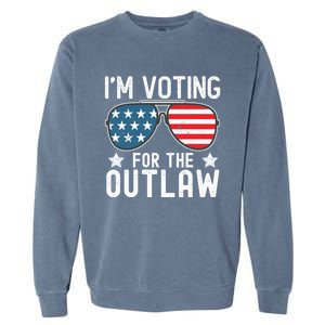 IM Voting For The Outlaw Funny Gift Fourth Of July Trump 2024 Great Gift Garment-Dyed Sweatshirt