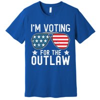 IM Voting For The Outlaw Funny Gift Fourth Of July Trump 2024 Great Gift Premium T-Shirt