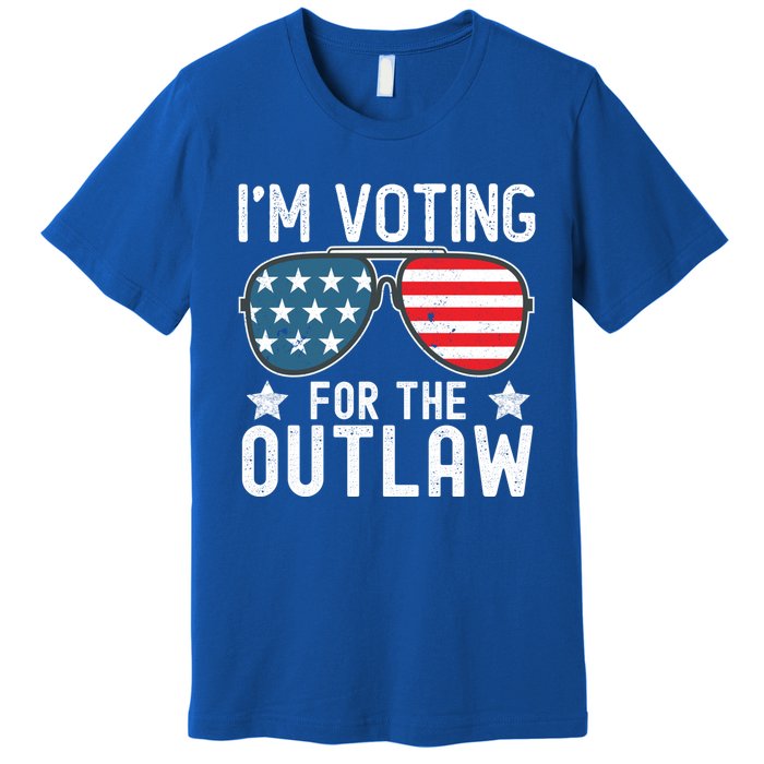 IM Voting For The Outlaw Funny Gift Fourth Of July Trump 2024 Great Gift Premium T-Shirt