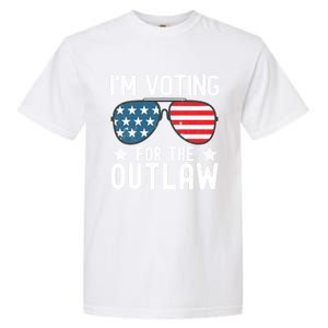 IM Voting For The Outlaw Funny Gift Fourth Of July Trump 2024 Great Gift Garment-Dyed Heavyweight T-Shirt