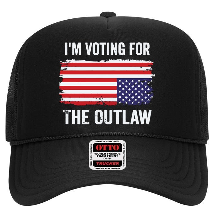 IM Voting For The Outlaw President Trump High Crown Mesh Back Trucker Hat